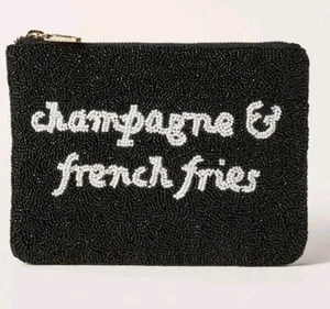 🍾🍟 Kate Spade New York x Target Champagner & Pommes Perlen Clutch Schwarz/W - Bild 1 von 4
