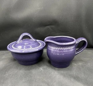 DANSK CRAFT COLORS Ceramic Creamer and Lidded Sugar Bowl Blueberry/Purple EUC - Picture 1 of 6