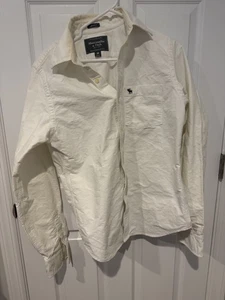 Vintage Abercrombie and Fitch Button Down Shirt Medium White/Beige Muscle - Picture 1 of 2