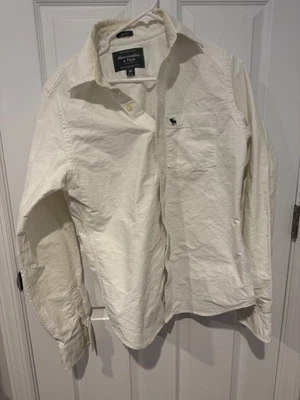 Vintage Abercrombie and Fitch Button Down Shirt Medium White/Beige Muscle - Image 1 of 2