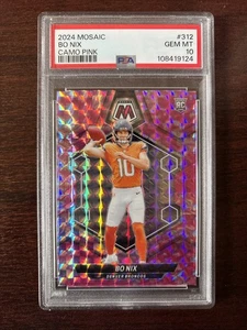 2024 Mosaic Bo Nix RC Camo Pink Prizm Rookie #312 Broncos PSA 10 - Picture 1 of 6