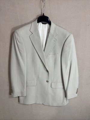 Stafford Blazer Mens 40S Beige Herringbone Two Button 100% Silk Sport Coat - Image 1 of 4