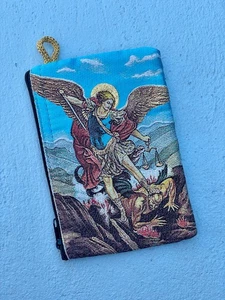 Erzengel Michael Gobelin Beutel, religiöse Ikone Zip Tasche, Rosenkranz Andenken Handtasche - Bild 1 von 8