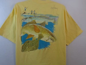 Guy Harvey Autogramm T Shirt Herren XL Gelb 2008 Redfish Neu - Bild 1 von 14