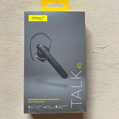 Jabra Talk 45 Black Bluetooth Headset Mono Ear HD Voice Noise Cancelling Mic JP - Image 1 of 2