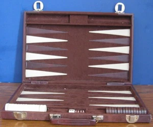 Vintage Backgammon Aktentasche Stil Spiel Set - 23,5" Klappbrett - Bild 1 von 9