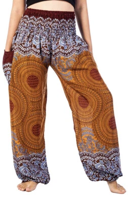 Lofbaz Women's Bohemian Smocked Pants Harem Clothing Hippy Boho - Size Small - Image 1 of 4