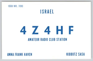 Postal QSL 4Z4HF Kibutz Sasa Israel CB Radio Club 1970 Anna Frank Haven - Imagen 1 de 2