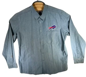 Antigua Buffalo Bills Mens Large Blue Long Sleeve Button Up Shirt NFL Cotton - Picture 1 of 13