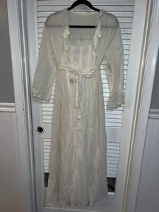 Vintage nightgown w/ Cover nylon Ivory with lace size Small/Medium - Picture 1 of 10