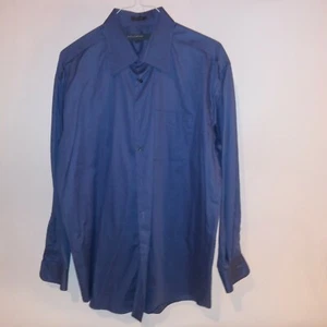Perry Eliis Mens Button Down Shirt XL Blue 17.5 34/35 Long Sleeve Wrinkle Free - Picture 1 of 5