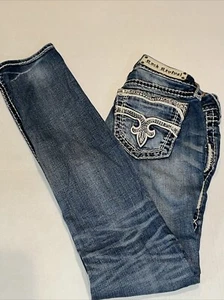 Rock Revival Jeans Damen 26 Denim Hose Easy Skinny Biker Whisker Faded Phyllis - Bild 1 von 6