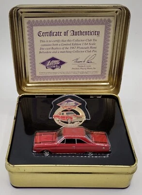 Johnny Lightning 1:64 Collector Club Lata y Pin 1967 Plymouth Belvedere GTX Foto 1 de 4