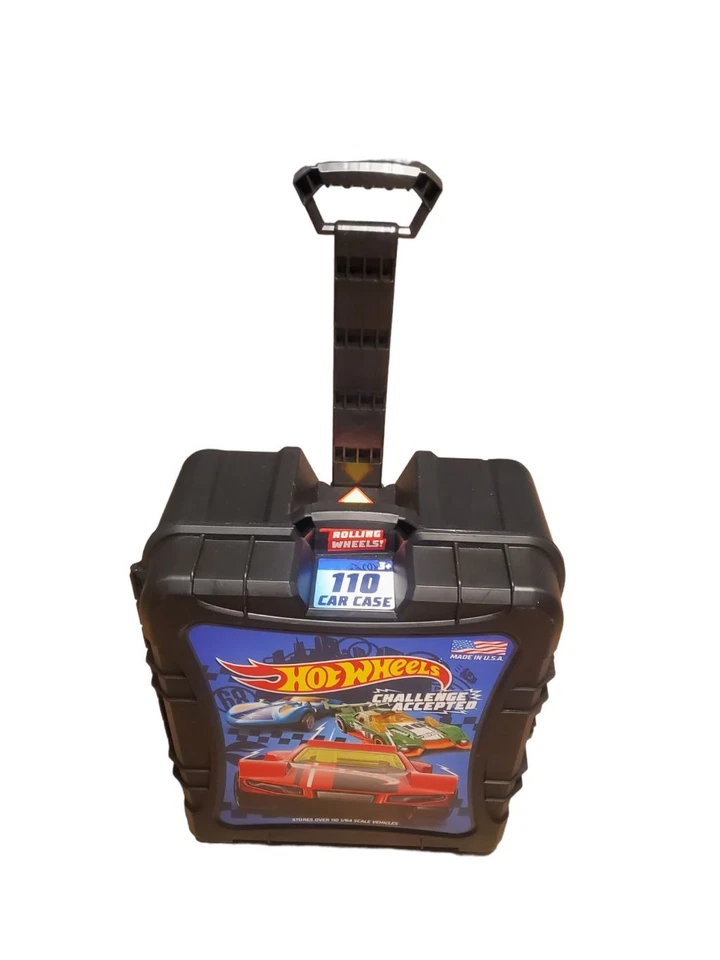 Hot Wheels 2019 Rollin 110 Hardshell Car Case W/wheelsFilled With 30-35 Hot Wh - Image 1 of 4