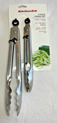 KITCHENAID 2 PIEZAS PINZAS DE BLOQUEO ACERO INOXIDABLE BORDES FESTONEADOS NUEVO EN PAQUETE Foto 1 de 2