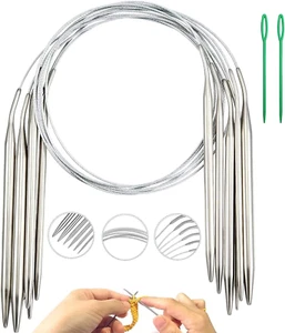 Edelstahl Stricknadeln 40 cm Rundstricknadel Set Austauschbar, Sockenstricknadel - Bild 1 von 8