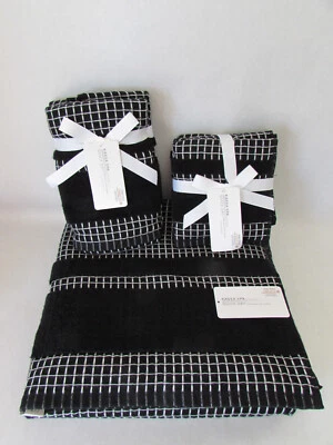 Kassatex Kassa Spa 2 Bath 2 Hand 4 Washcloth Towels Quick Dry Black 8 Pc Set - Image 1 of 4