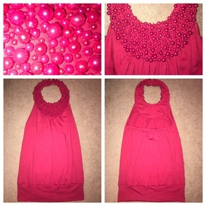 NEU☆MIT ETIKETT☆MOA☆MOA☆HOLDER☆AUSSCHNITT☆PERLEN☆SHIRT/TOP☆HEISS☆ROSA☆DAMEN☆KLEIN☆KOSTENLOSER☆VERSAND! - Bild 1 von 12