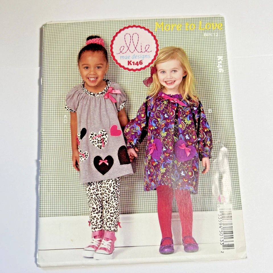 Ellie Mae Girl's A Line Tunic Dress Top Leggings Pants Sewing Pattern UNCUT 1-4 - Image 1 of 4