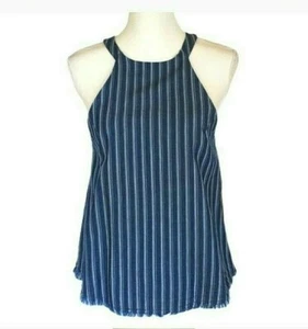 Canotta blusa Altar'd State donna piccola blu chambray bottoni schiena 6IT1817RB-2 - Foto 1 di 13