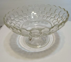 Vintage Federal Glass Co ciotola frutta composta Yorktown piedistallo chiaro - Foto 1 di 6