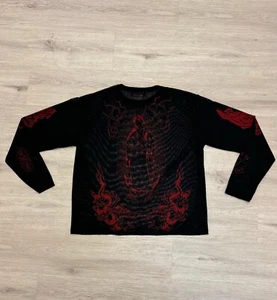 siberia hills ed hardy mesh shirt mens XL black sheer jersey y2k grunge goth - Picture 1 of 13