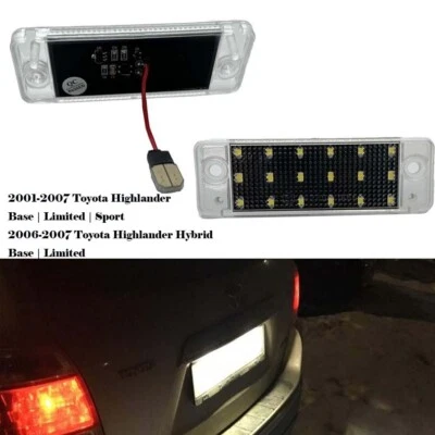 LED License Plate Light Set For 2001-2007 Toyota Highlander Base/Limited/Sport Foto 1 de 4