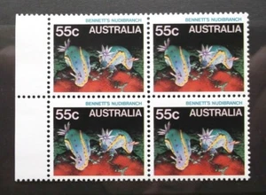 1984 AUSTRALIA MARINE LIFE 55c CENT BENNETT'S NUDIBRANCH BLOCK of 4x MNH STAMPS - Picture 1 of 2