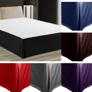 MODERN SOLID SATIN  SPLIT CORNERS 1PC BED BEDDING PLEATED SKIRT DROP 14" NEW  - Picture 1 of 7