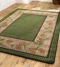 Sweetwater Pines Forest Green Plaid Rustic Country Cabin Lodge Accent Rug 3'x4'