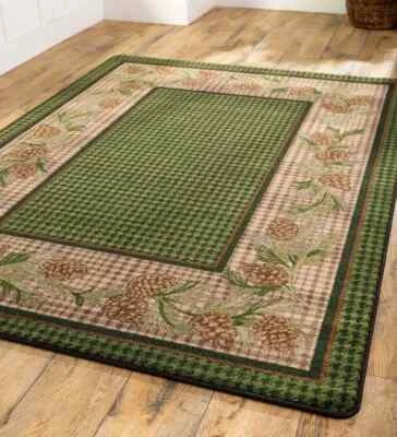 Sweetwater Pines Forest Green Plaid Rustic Country Cabin Lodge Area Rug 8'x11' - Image 1 of 2
