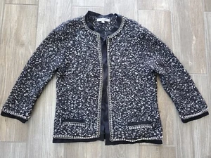 Classique Enterier Knit Jacket With Rhinestone Edges Black &white In Size S - Picture 1 of 10