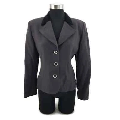 Chaqueta Blazer Oleg Cassini Vintage 100% Lana Gris 3 Botones Completamente Forrada Para Mujer 6 Foto 1 de 4
