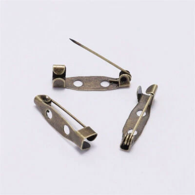 200 Multicolor Iron Pin Backs Brooch Catch Glue-On Bar Findings 20 25 30 40 45mm - Image 1 of 4