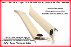 07–13 Mini Cooper R55 R56 R57 A-Pillar Trim Set w/ Harman Kardon Speakers | OEM  - Picture 1 of 11
