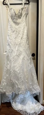 KITTY CHEN WEDDINGS Ivory Lace Fleur Detailing Rhinestones & Sequences Size 8 - Image 1 of 4