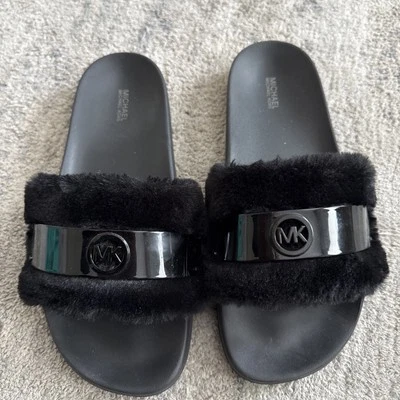 Michael Kors Jett Faux Fur Slide Sandals 10 - Image 1 of 4