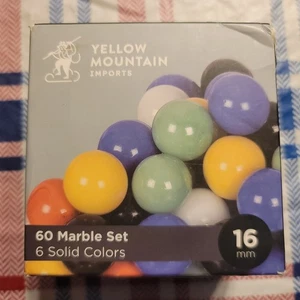 Juego de 60 canicas a damas chinas Yellow Mountain Imports con 6 colores lisos - Imagen 1 de 2