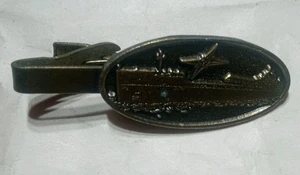 Military Naval Ship Aircraft Carrier Vintage Tie Bar Clip Clasp Ad - Picture 1 of 6