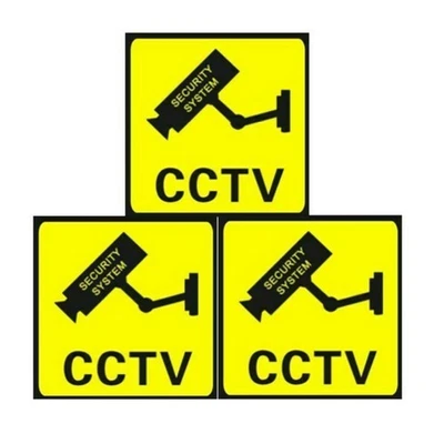 3 Pcs Lot Home CCTV Surveillance Security Camera Sticker Warning Decal Signs A - Image 1 of 4