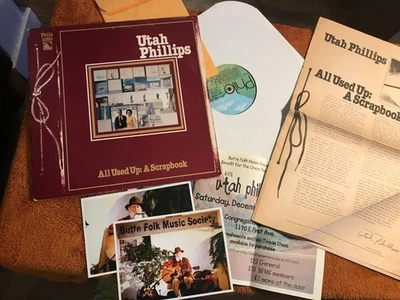 Utah Phillips All Used Up: A Scrapbook LP PH 1050 +book photos flyer press kit! - Image 1 of 4