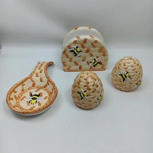 Vintage gelber Bienenstock Küchendekoration Hummel Keramik Küche 4-teiliges Set Neu - Bild 1 von 14