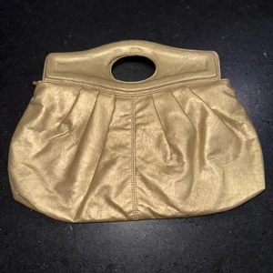 NEW Gold pleated clutch bag with a cutout handle. 16”x12” - Picture 1 of 7