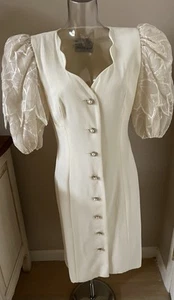 Vestido Morton Myles Vintage Crema Formal Midi Talla 8 ~Excelente~ - Imagen 1 de 7