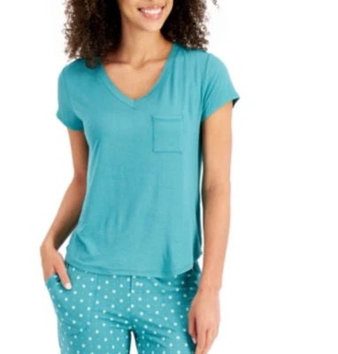 Top de pijama tejido ultra suave Alfani XL verde azul pizarra.  Foto 1 de 2