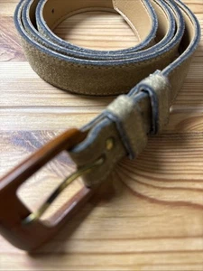 The great New York belt co. medium Tan Belt, Wooden Buckle style # 1025 vintage - Picture 1 of 11