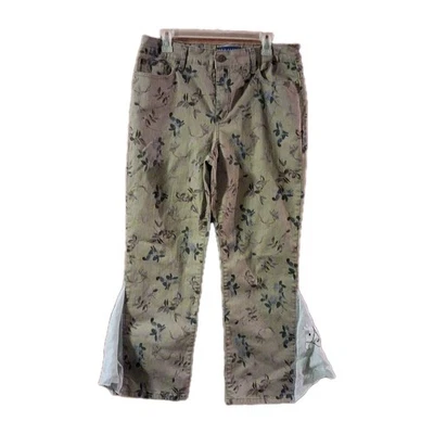 Pantalones Bandolino Mandie Mujer Floral Verde Talla 14 Elastizados Algodón Embellecido  Foto 1 de 4