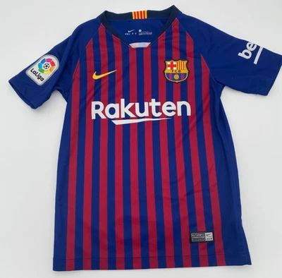 Nike FCB Barcelona Jersey Boys Small Red Blue Rakuten Dri-Fit Soccer - Image 1 of 4