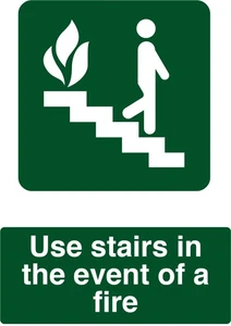 Fire Exit Stairs Right Green Fire Evacuation Signage Acrylic Or Vinyl Sign - Picture 1 of 2