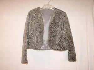 Vintage Gray Textured Faux Fur Dress Lined Jacket Size Junior Small Jacket - Picture 1 of 3